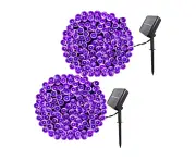 2Pack 200 LED Lights Solar String Lights Solar Christmas String Lights-Purple