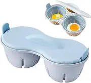 Generic Microwave Egg Cooker - Portable Egg Cooker For Microwave | Microwave Egg Poacher | 2-Cavity Breakfast Cooker | Nonstick Poached Egg Maker With Lid Heat Resistant Kitchen Gadget For Microwave