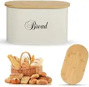 SOQ Kitchen Bread Bin with Bamboo Chopping Board Lid (CREAM)