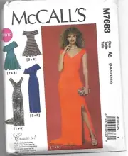 McCall’s M7683 6-14 Sewing Pattern Ladies Greek Style Gown, Classic or Rolled Ne
