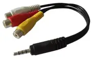 3.5mm 4 Conductor TRRS MALE to 3 RCA FEMALE L/R Audio & Video Adapter Cable