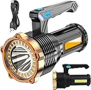 Super Bright LED Flashlight - LED Camping Flashlight | Rechargeable Torch with Side Light for Camping Hiking, Outdoor Lighting Tool