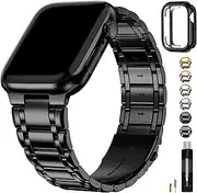 Fullmosa Compatible with Apple Watch Band 49mm 45mm 44mm 42mm 41mm 40mm 38mm with TPU Protective Case, Stainless Steel Watch Bracelet Metal Strap for Apple Watch SE Series 9 8 7 6 5 4 3 2 1