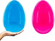 Set of 2 Pink and Blue Giant Jumbo Size Fillable Plastic Easter Eggs 10 Inches
