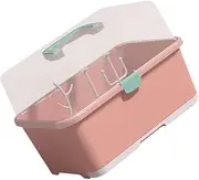 TOGEVAL Bottle Storage Box Multi Functional Feeding Drying Case with Draining Rack Dust Design for Quick Drying and Organizing Supplies