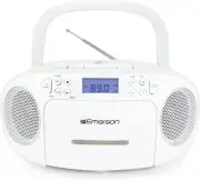 Emerson EPB-3003 Portable CD/Cassette Boombox with AM/FM Radio, White