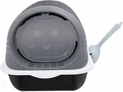 Plastic Enclosed Cat Litter Box, Extra Large Kitty Litter Box Prevents Odor Spillage Comfortable with Scoop for Indoor Cats (Black)