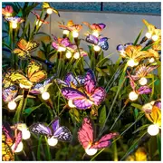 Solar Garden Lights - Newest Swaying Butterfly Light,Swaying in The Wind,Solar Outdoor Lights,Yard Patio Pathway Decoration,High Flexibility Iron Wire & Realistic Butterflies (4 Pack)