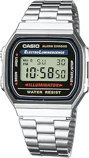 [Casio] A168WA-1 Unisex Black Digital Watch with Silver Band