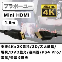 在飛比找momo購物網優惠-【百寶屋】4K高畫質 Mini HDMI to HDMI 影