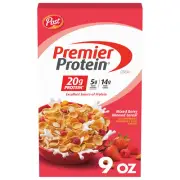 Post Premier Protein Mixed Berry Almond Cereal, Protein Cereal Flakes Mixed 9 OZ