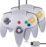 2 Pack N64 Controller, FISUPER Wired Classic Game Controller Gamepad Joystick for N64 Console (Gray)