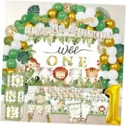 Wild One Birthday Decorations for Boys Girls, 134 Pcs Jungle Safari Theme