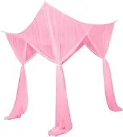 Generic 4 Corner Post Bed Canopy Net Mesh Canopy Bed Curtains Hanging Bed Valance Bed Drape for Travel Women Kids Room Decoration