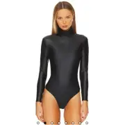 Commando Women's Matte Metal Turtleneck Bodysuit Oxide Black Size XS NWT