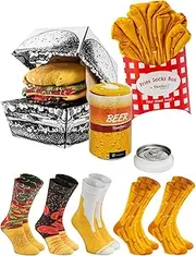 [Rainbow Socks] Men Women Funny Meal Socks Box - 5 Pairs