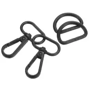 Swivel Snap Hook, Push Gate Lobster Claw Clasp with D-Rings (1", Black)