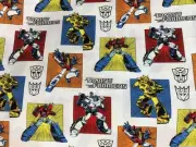 Transformers White Fabric Boys Superhero 100% Cotton Fabric OOP