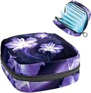Sanitary Napkin Storage Bag,Period Bag,Flowers Abstract Purple Pattern,Sanitary Bags for Feminine Products