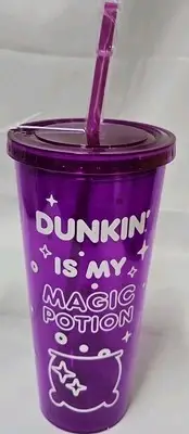 Dunkin Donuts Glow In The Dark “Dunkin Is My Magic Potion”Halloween Tumbler 24oz