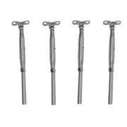 Marine 3/8" Deck Toggle & Swage Stud Turnbuckle 1/4" Cable Stainless Steel 4 Pcs