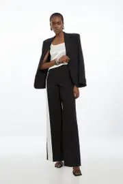 Clean Tailored Colour Block Wide Leg Pants