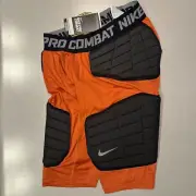 Nike Pro Combat Padded Compression Shorts, NWT, Men’s XL, Orange, 629891