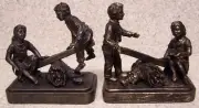 Bookends Memories of Youth Children Seesawing Pair Book Ends NEW