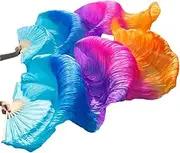 [CekoCk] Sequin Skirt，Belly Dancer Skirt, Dance Ribbons,Silk Fans,Belly Dance Fans Imitation Silk Fan Veil Handmade Gradient Color Dance Fans Dance Performance Props (Color : Fs61)