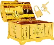 Educational Treasure Chest Kids Realistic Egyptian Toy Box Photo Prop Home Decoration for Travel Home Learning and Family Party Golden