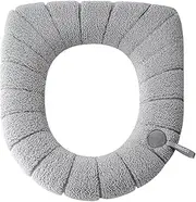 HAKGKFAFMQ 2pcs Thicken Winter Warm Toilet Seat Cover Closestool Mat Enlarged Soft Washable Portable Toilet Lid Pad Bathroom Accessories Toilet seat Cover(Large Grey)