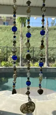 Glass & Crystal Beads Drift Wood Coastal Sea Ocean Decor Wall Window Hanging