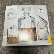 NEW Glass Whiskey Decanter Set with STOPPER & 6 Glasses PRECIOUS