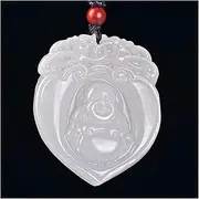 [KanDuo] Personality Jade Pendant Necklace Lucky Amulet, White Jade Pendant Necklace Jewellery Accessories Hand-Carved Gift Chain(Color:1)