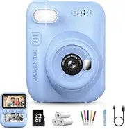 LETSHAHA Kids Instant Print Camera, 3.0-inch HD Eye-Protection Screen Digital Camera Christmas Birthday Gifts Toys for Toddle Children Girls Boys Age 3-12 - Pink