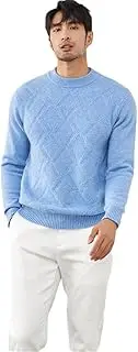 [Zadaos] Solid Goat Cashmere Sweater Men's Pullovers Casual Thick Jacquard Shirt Knit Jacket Sky Blue XXL