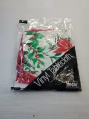 Vintage 1986 Vinyl Tablecloth Decor Home Fashions 60" x 84" Oval Flannelback