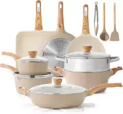 Ceramic Cookware Sets, Pots and Pans Set Nonstick, 20-Piece Induction Cookware,