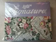Vintage Signature No-Iron Cotton Poly Twin Sheet Set, Floral Lattice Print, NOS