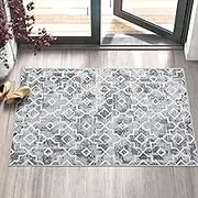 Wonnitar Moroccan Indoor Door Mat - 32''x48'' Entrance Doormat Entry Rug, Washable Grey Absorbent Non-Slip Front Door Mat Low-Profile Dirt Resist Rug for Bathroom Entryway (Grey,47.2'' x 31.5'')