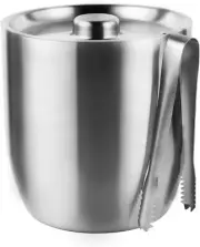 Tiken 3L Double-Wall Vacuum Insulated Ice Bucket with Lid & Tong Stainless (New)