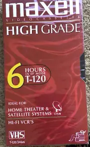 Maxwell High Grade T-120 6 Hour VHS -Sealed Blank Media VCR Tape Recordable