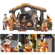 Christmas Manger Nativity Set Resin Hand-painted Nativity Figurines Holy Family