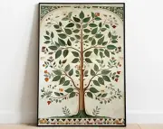 Vintage Indian Tree Of Life Art Print Mughal Decor Botanical Wall Art For Home