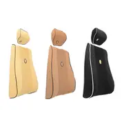 One Set Car Seat Memory Foam Head Neck Pillow Lumbar Pillow Back Support Cushion Sleep Rest 24 BLACK