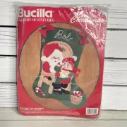 Bucilla Felt Christmas Stocking Kit Santa Clause Sequin Beaded Vintage