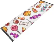 Hallway Runner Washable Non Slip Kitchen Area Carpet Tassel Floor Carpet for Hallway Kitchen Bedroom Living Room Home Decor Cartoon Colorful Halloween Candy