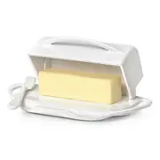 Butterie Flip-Top Plastic Butter Dish Container w/ Spreader 22.9x14cm White