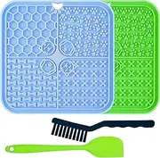 KIKNIN Licking Mats for Dogs and Cats 2PCS, 7.9 * 7.9 Premium Lick Pad with Suction Cups for Dog Anxiety Relief, Dog Cat Peanut Butter Lick Pads for Boredom Reducer
