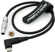 Alvin’s Cables Right Angle PD USB-C Type-C to 2 Pin Male Power Cable Fast Charging Cable for DJI Ronin| Tilta| Teradek| SmallHD| Z-CAM Cameras Monitor 45CM